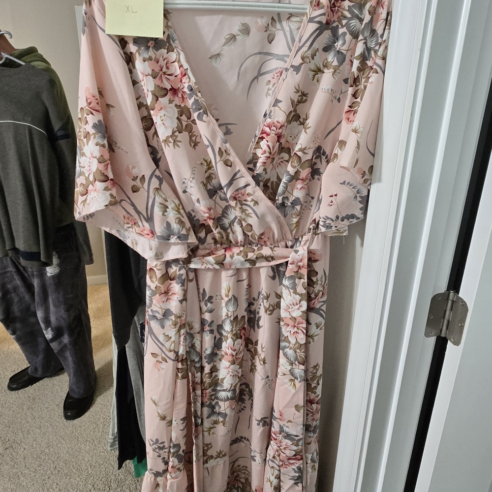 Floral Pink Wrap Dress